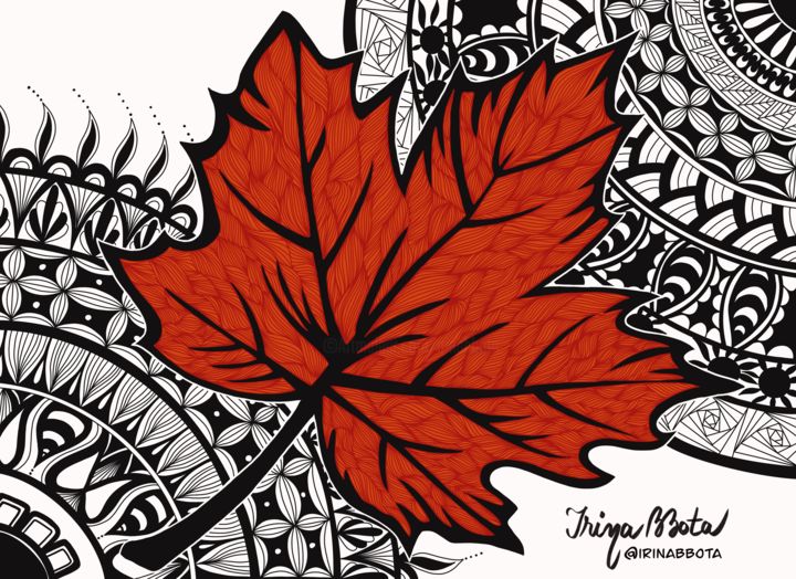 Digital Arts titled "Canadian leaf in ma…" by Irina Bbota, Original Artwork, 2D Digital Work