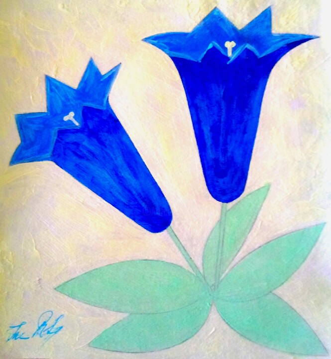 Painting titled "Gentiana" by Irina Rabeja, Original Artwork, Acrylic