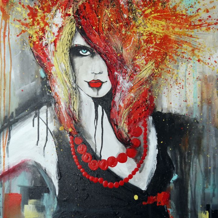 Painting titled "Serious Attitude" by Irina Rumyantseva, Original Artwork, Acrylic