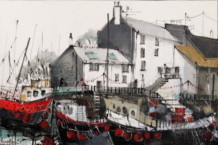 Pintura intitulada "Polperro, Cornwall" por Irina Rumyantseva, Obras de arte originais, Acrílico