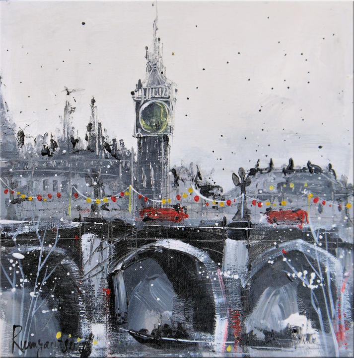 Painting titled "London Festive Nost…" by Irina Rumyantseva, Original Artwork, Acrylic