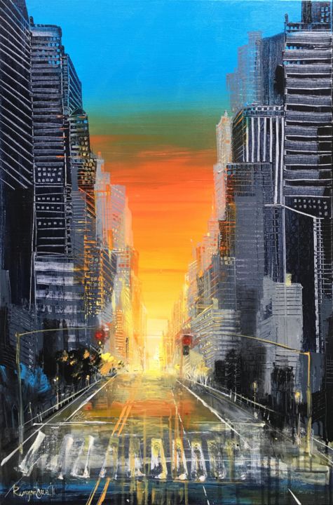 Pintura intitulada "New York Skyline -…" por Irina Rumyantseva, Obras de arte originais, Acrílico