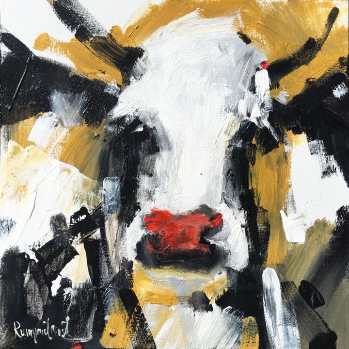 Картина под названием "Cow C02N03" - Irina Rumyantseva, Подлинное произведение искусства, Акрил