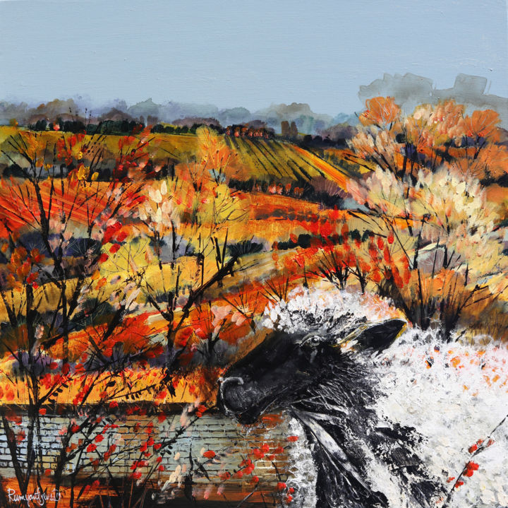 Картина под названием "Sheep In The Countr…" - Irina Rumyantseva, Подлинное произведение искусства, Акрил