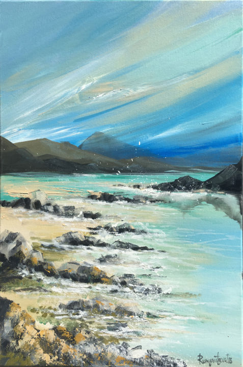 Painting titled "Coast Study C01N02" by Irina Rumyantseva, Original Artwork, Acrylic Mounted on Wood Stretcher frame