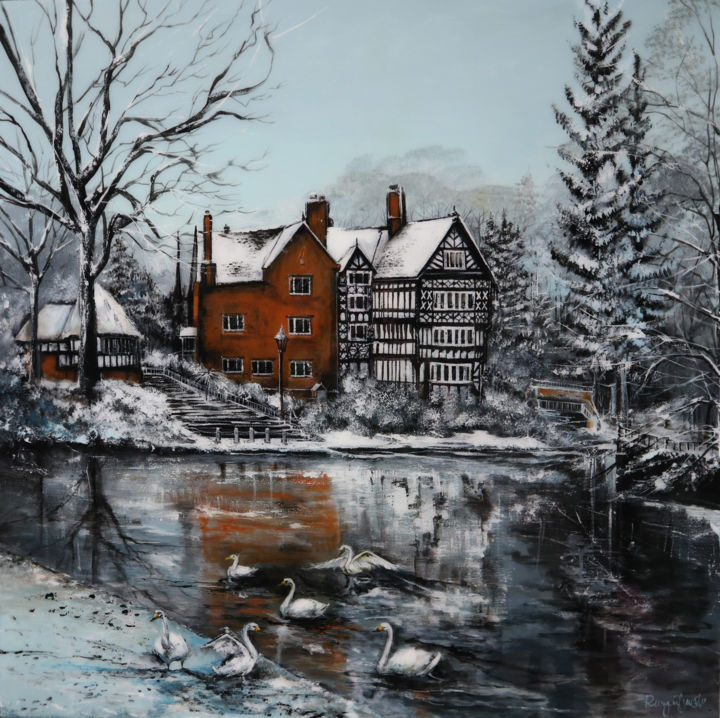 Painting titled "Packet House, Bridg…" by Irina Rumyantseva, Original Artwork, Acrylic Mounted on Wood Stretcher frame