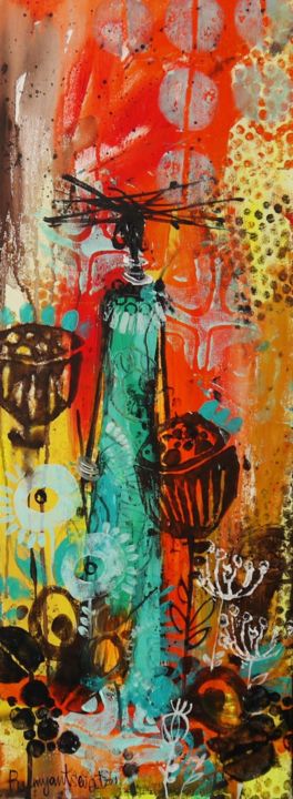 Painting titled "African Lady 2" by Irina Rumyantseva, Original Artwork, Acrylic