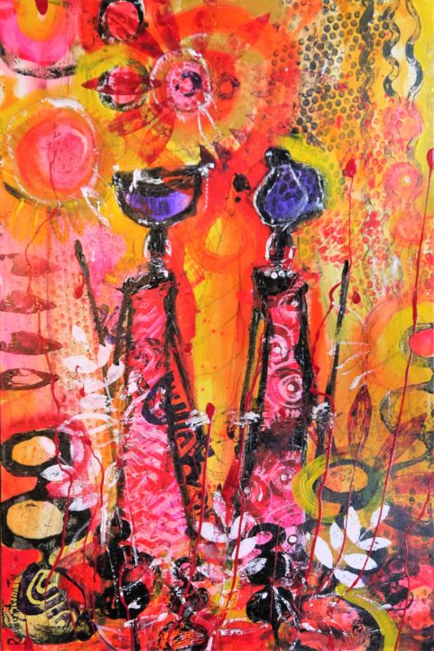 Painting titled "African Spirit 2" by Irina Rumyantseva, Original Artwork, Acrylic