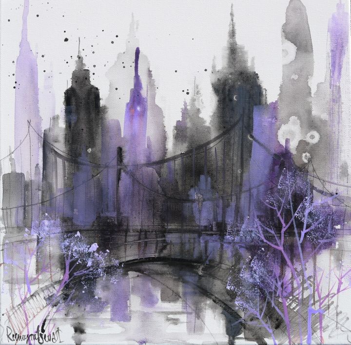 Painting titled "Midtown Skyline 2" by Irina Rumyantseva, Original Artwork, Acrylic