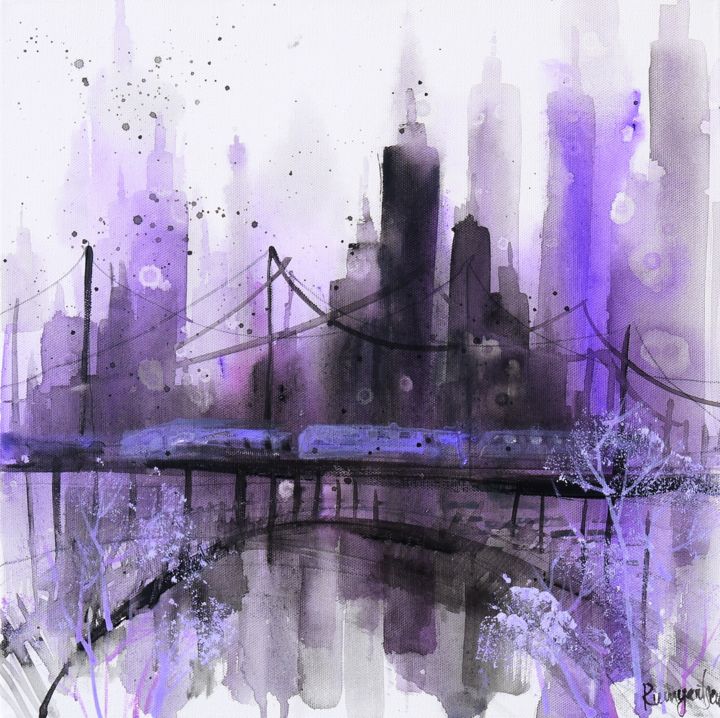 Painting titled "Midtown Skyline 3" by Irina Rumyantseva, Original Artwork, Acrylic
