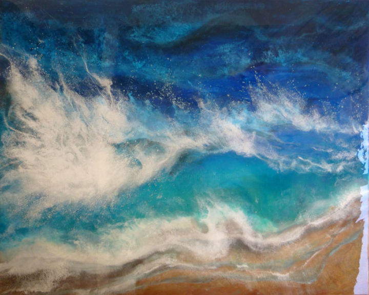 Painting titled "WHITE WAVES, Seasca…" by Irini Karpikioti, Original Artwork, Acrylic