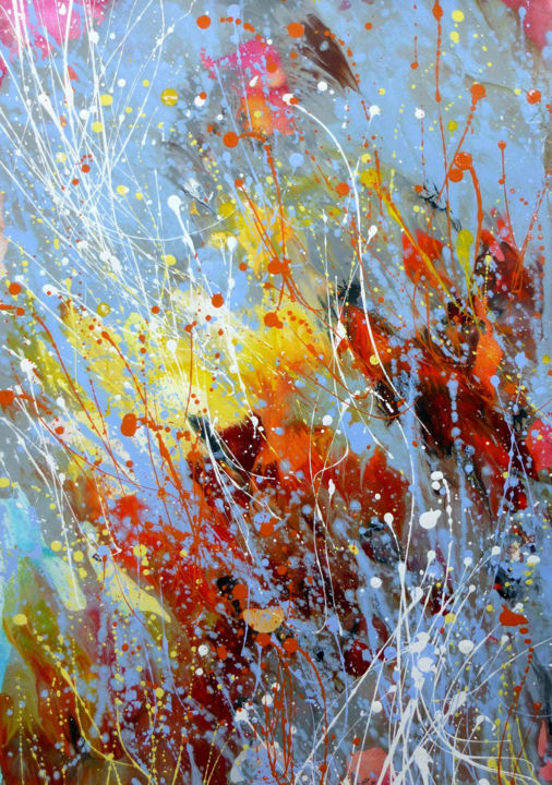 Картина под названием ""Splashes" #12 Abst…" - Irini Karpikioti, Подлинное произведение искусства, Акрил