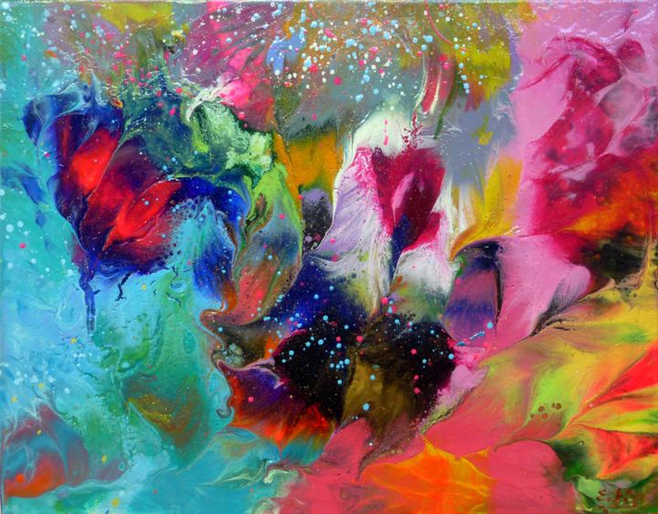 Pittura intitolato "Floral emotions" da Irini Karpikioti, Opera d'arte originale, Acrilico