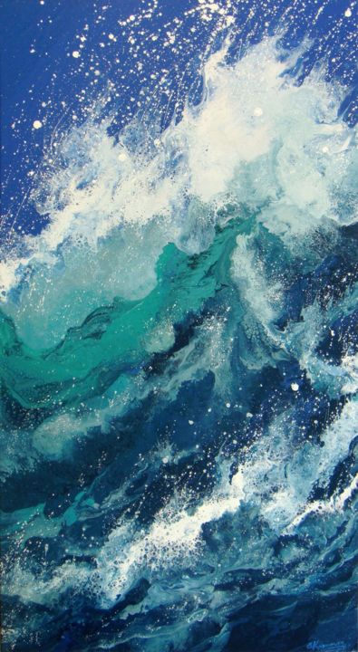 绘画 标题为“"Great Wave" SEA LA…” 由Irini Karpikioti, 原创艺术品, 丙烯