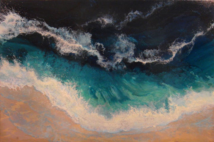 Painting titled ""Seascape" LARGE Pa…" by Irini Karpikioti, Original Artwork, Acrylic