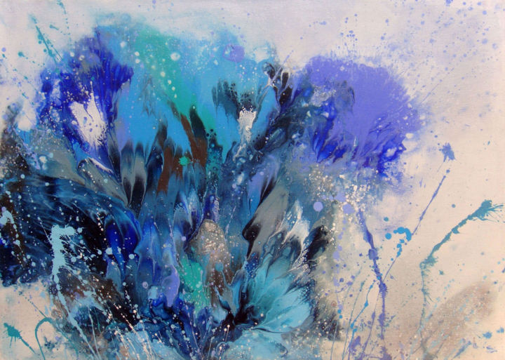 Painting titled "Blue composition" by Irini Karpikioti, Original Artwork, Acrylic