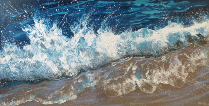 Pintura intitulada "“Ocean waves” Extra…" por Irini Karpikioti, Obras de arte originais, Acrílico