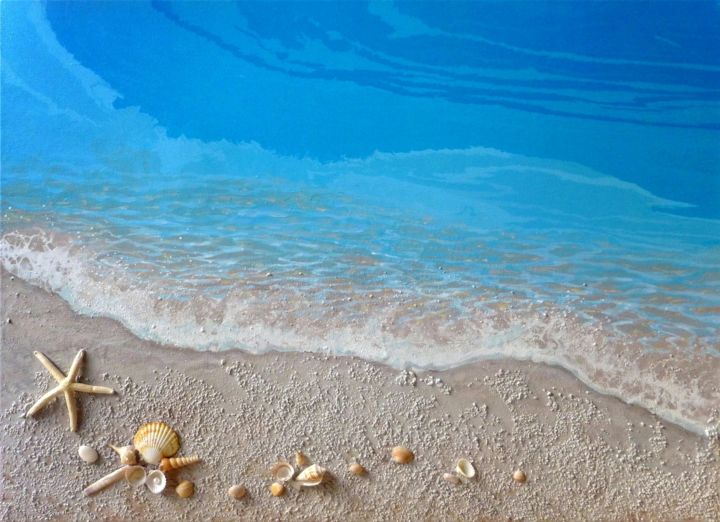 Painting titled ""Blue sea" Original…" by Irini Karpikioti, Original Artwork, Acrylic