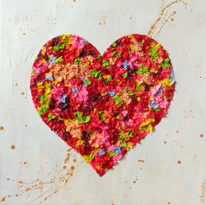 "Heart" Abstract Painting, Painting by Irini Karpikioti Artmajeur