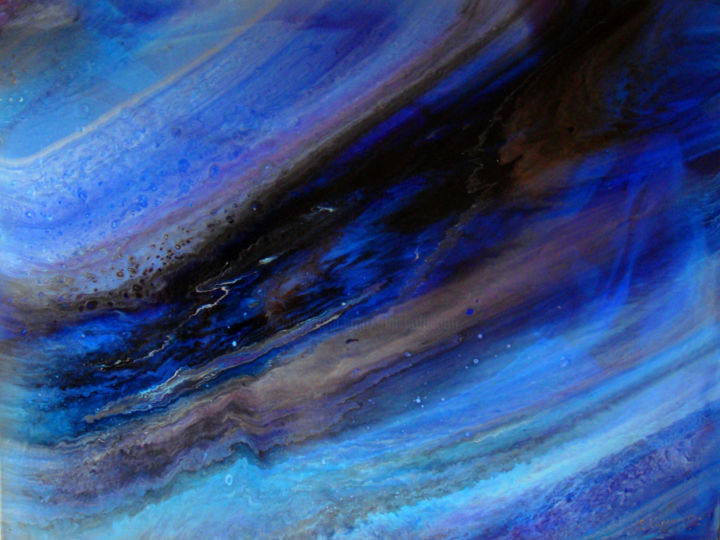 Painting titled "Blue lagoon" by Irini Karpikioti, Original Artwork, Acrylic
