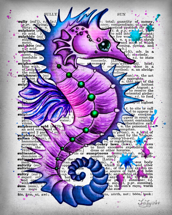 Картина под названием "Jellyfish Dictionar…" - Irinjoyart, Подлинное произведение искусства, Акварель