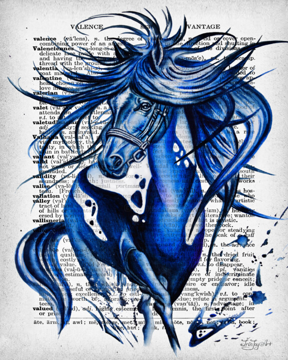 Картина под названием "Magical horse wall…" - Irinjoyart, Подлинное произведение искусства, Акварель
