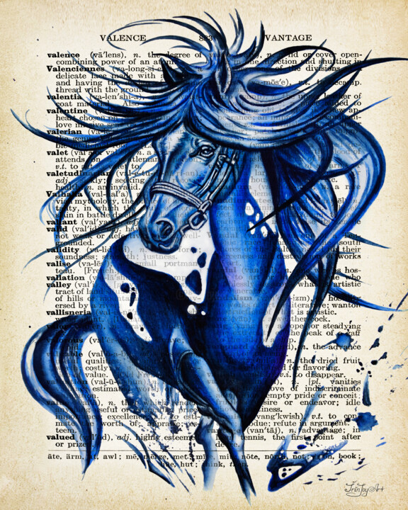 Painting titled "Magical horse Dicti…" by Irinjoyart, Original Artwork, Watercolor