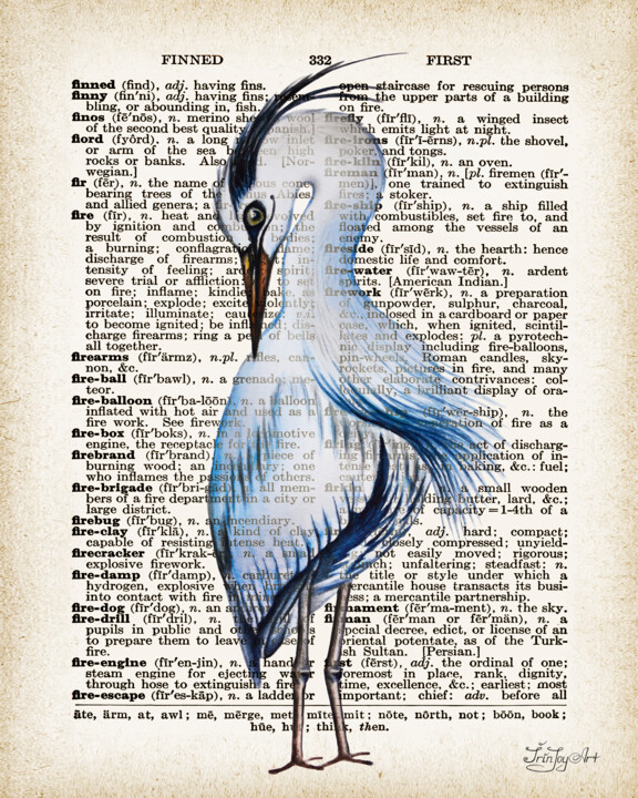 Malarstwo zatytułowany „Blue heron wall art…” autorstwa Irinjoyart, Oryginalna praca, Akwarela