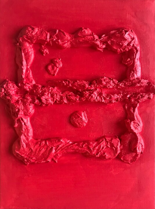 Painting titled "modern red art" by Iris White, Original Artwork, Acrylic