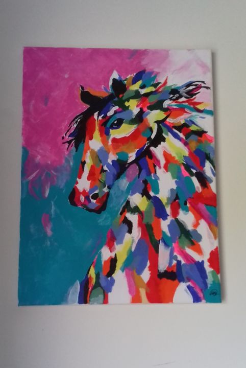 Painting titled "Color horse" by Color7, Original Artwork, Acrylic