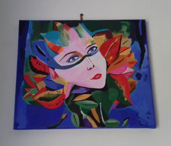 Malarstwo zatytułowany „Máscara” autorstwa Color7, Oryginalna praca, Akryl