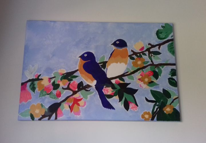 Schilderij getiteld "Birds" door Color7, Origineel Kunstwerk, Acryl