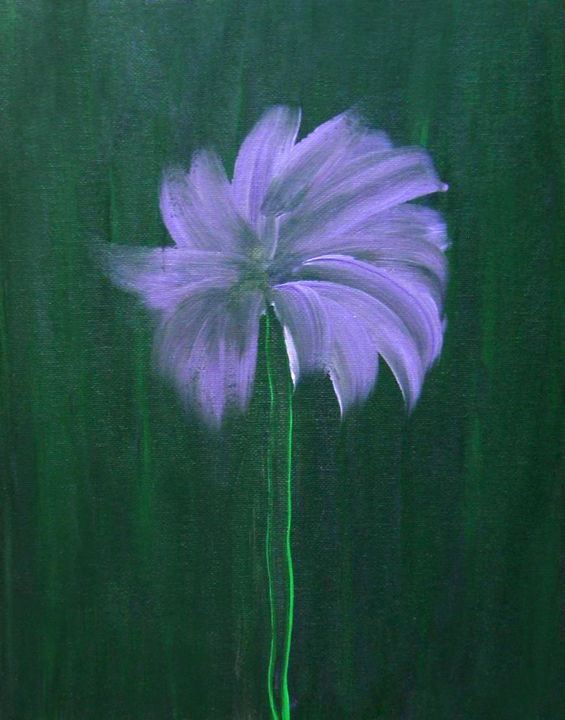Painting titled "Fleur violette" by Iris De Ruyter, Original Artwork, Acrylic