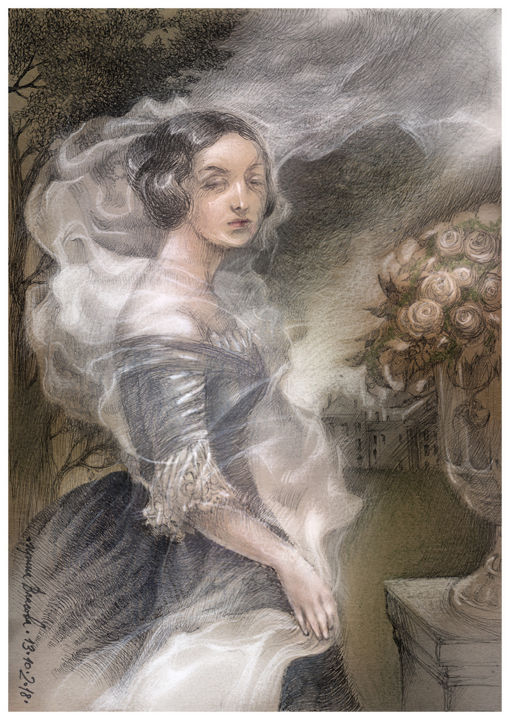 Great Expectations Estella Havisham Drawing By Irene Vlassova Artmajeur