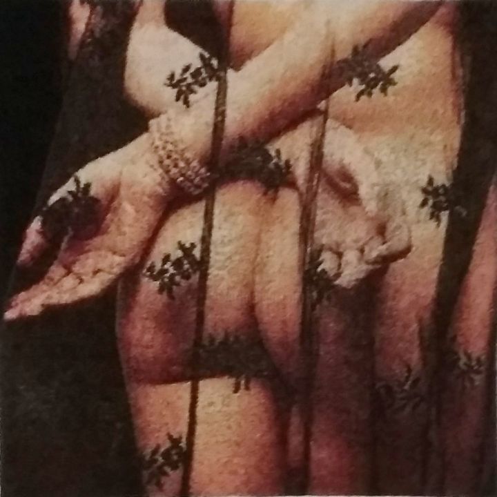Textilkunst mit dem Titel "Hand embroidery Lad…" von Krystyna Yermilova, Original-Kunstwerk, Stickerei