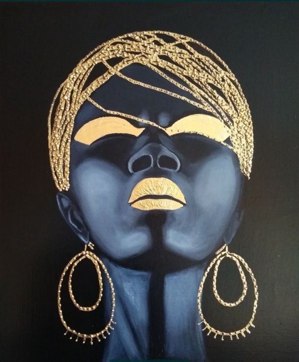 Картина под названием "Black and gold" - Krystyna Yermilova, Подлинное произведение искусства, Акрил