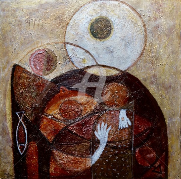 Malerei mit dem Titel "Corps, signes et lu…" von Iris, Original-Kunstwerk, Acryl