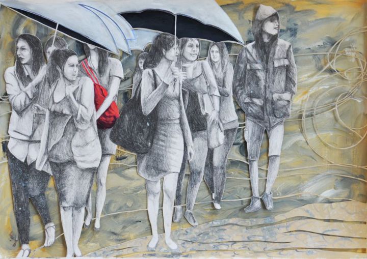 Collages titled "un autre jour de pl…" by Irit Levy, Original Artwork