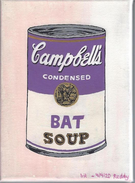 Painting titled "Can of Batsoup" by Irit Reddy, Original Artwork, Acrylic Mounted on Wood Stretcher frame