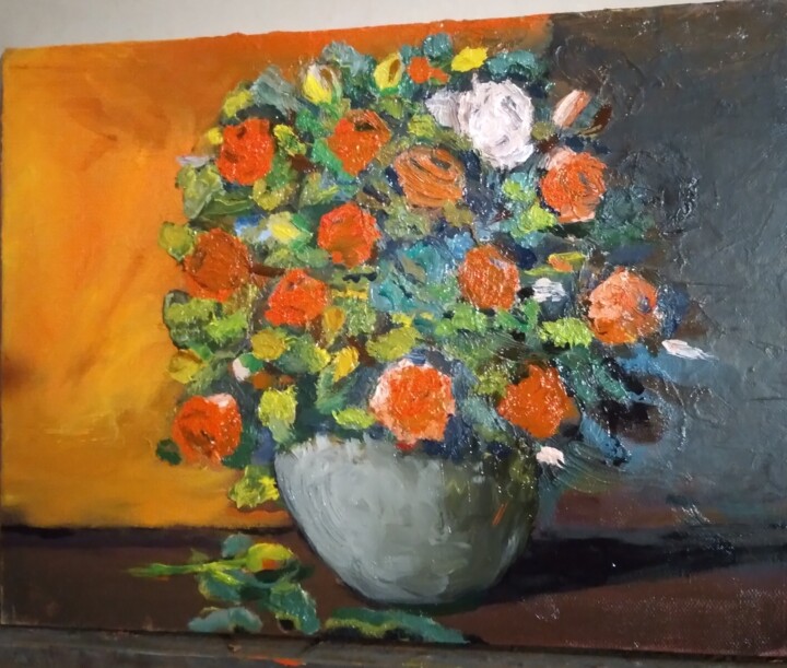 Painting titled "Розы.Воображение" by Irma G.S, Original Artwork, Oil