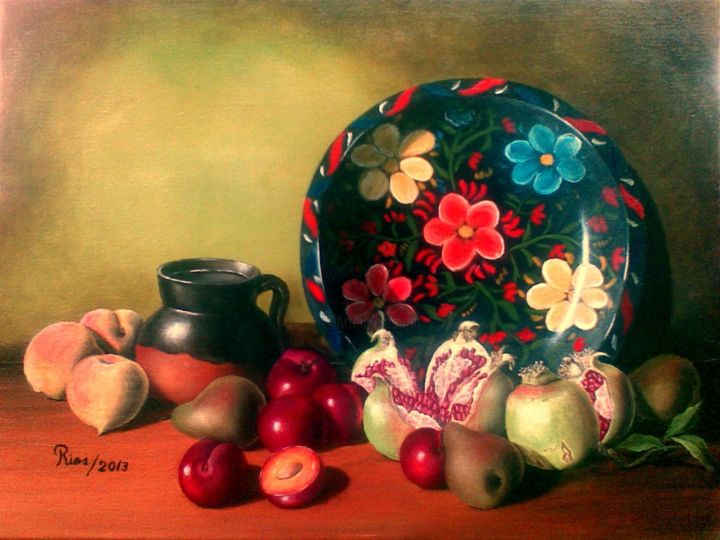 Painting titled "granadas" by Irma Rios, Original Artwork