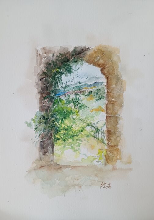 Painting titled "Flânerie à Borgo Ve…" by Irma Wandering Rose, Original Artwork, Watercolor