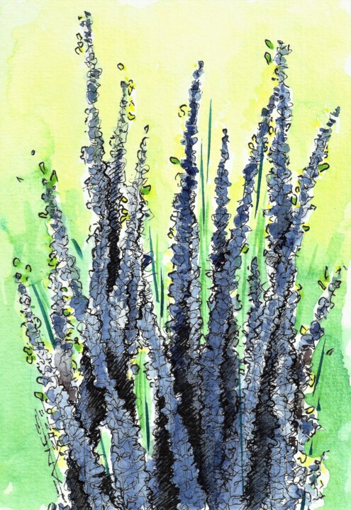 Peinture intitulée "LAVANDA" par Fabrizio Cancelliere, Œuvre d'art originale, Aquarelle