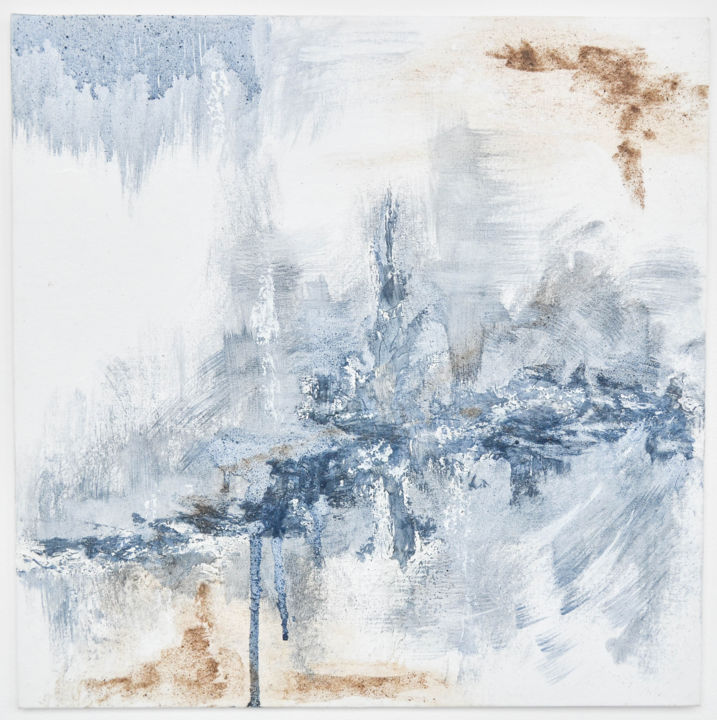 Painting titled ""Winter river"" by Iryna Strilbytska, Original Art, Pigments