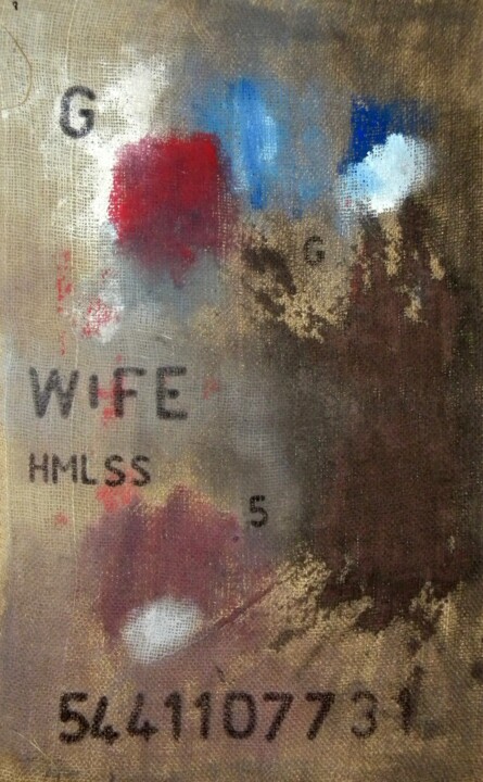 Painting titled "Homeless wife" by Irvin Grassi, Original Artwork, Oil