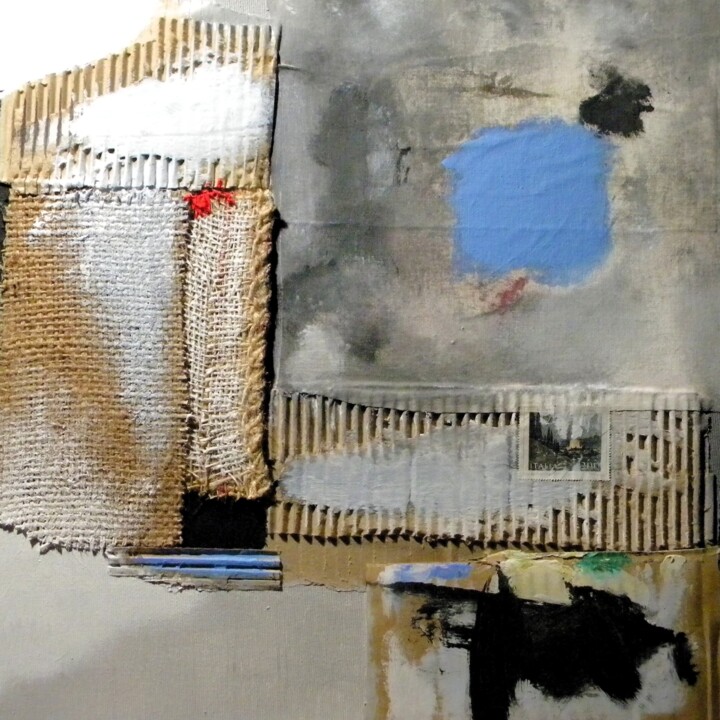 Schilderij getiteld "Homeless Hotel" door Irvin Grassi, Origineel Kunstwerk, Olie Gemonteerd op Frame voor houten brancard