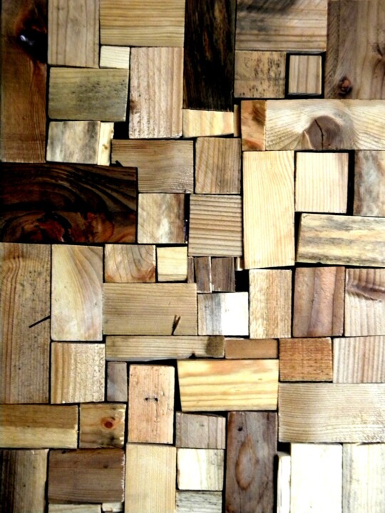 Malerei mit dem Titel "Violated  wood" von Irvin Grassi, Original-Kunstwerk, Holz Auf Holzplatte montiert