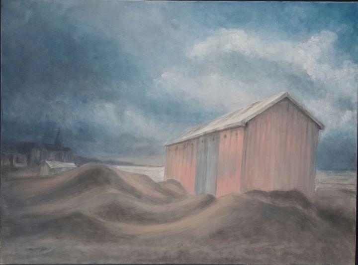 Peinture intitulée "Cabane de plage" par Irwine B., Œuvre d'art originale, Acrylique