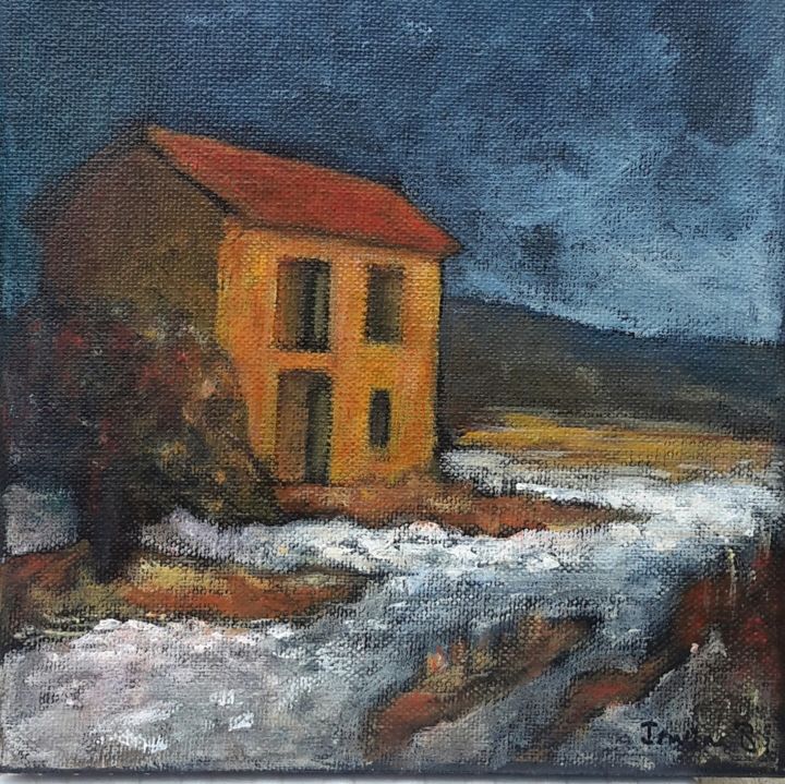 Painting titled "Hiver en Provence" by Irwine B., Original Artwork, Acrylic