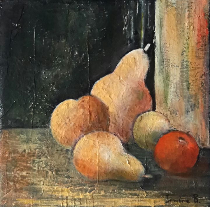 Malarstwo zatytułowany „5 fruits au dessert” autorstwa Irwine B., Oryginalna praca, Akryl
